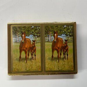 Vintage Congress Double Deck Horse Foal & Flowers Playing Cards Cel-U-Tone